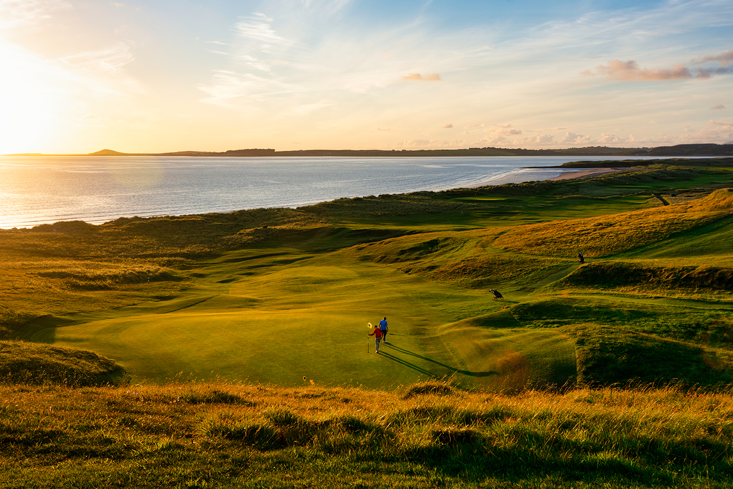 sunset over Scottish links course