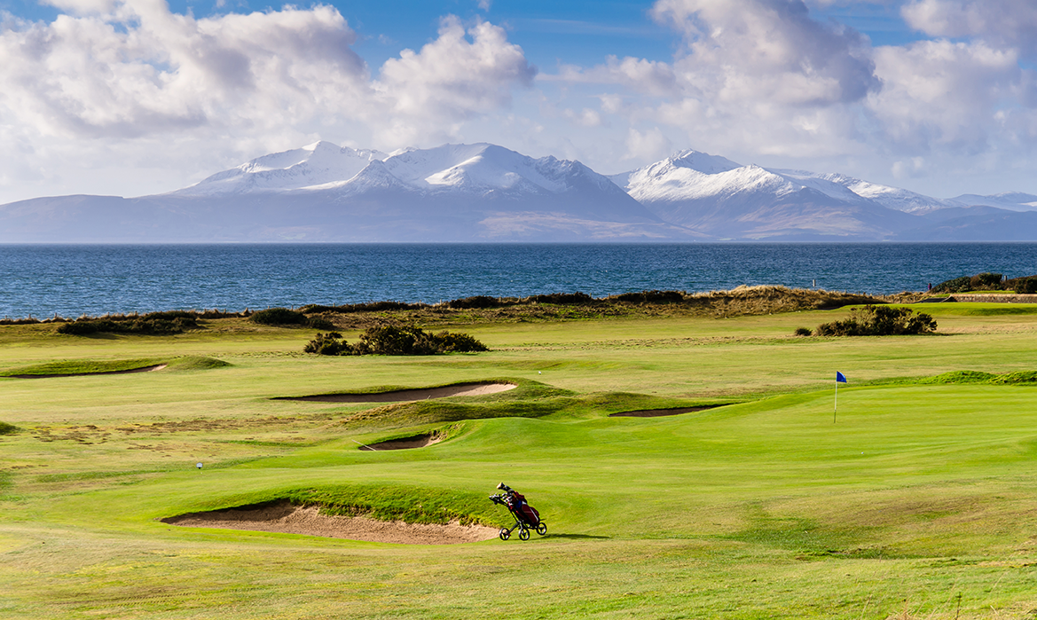 Arran mountains from Ayrshire links course